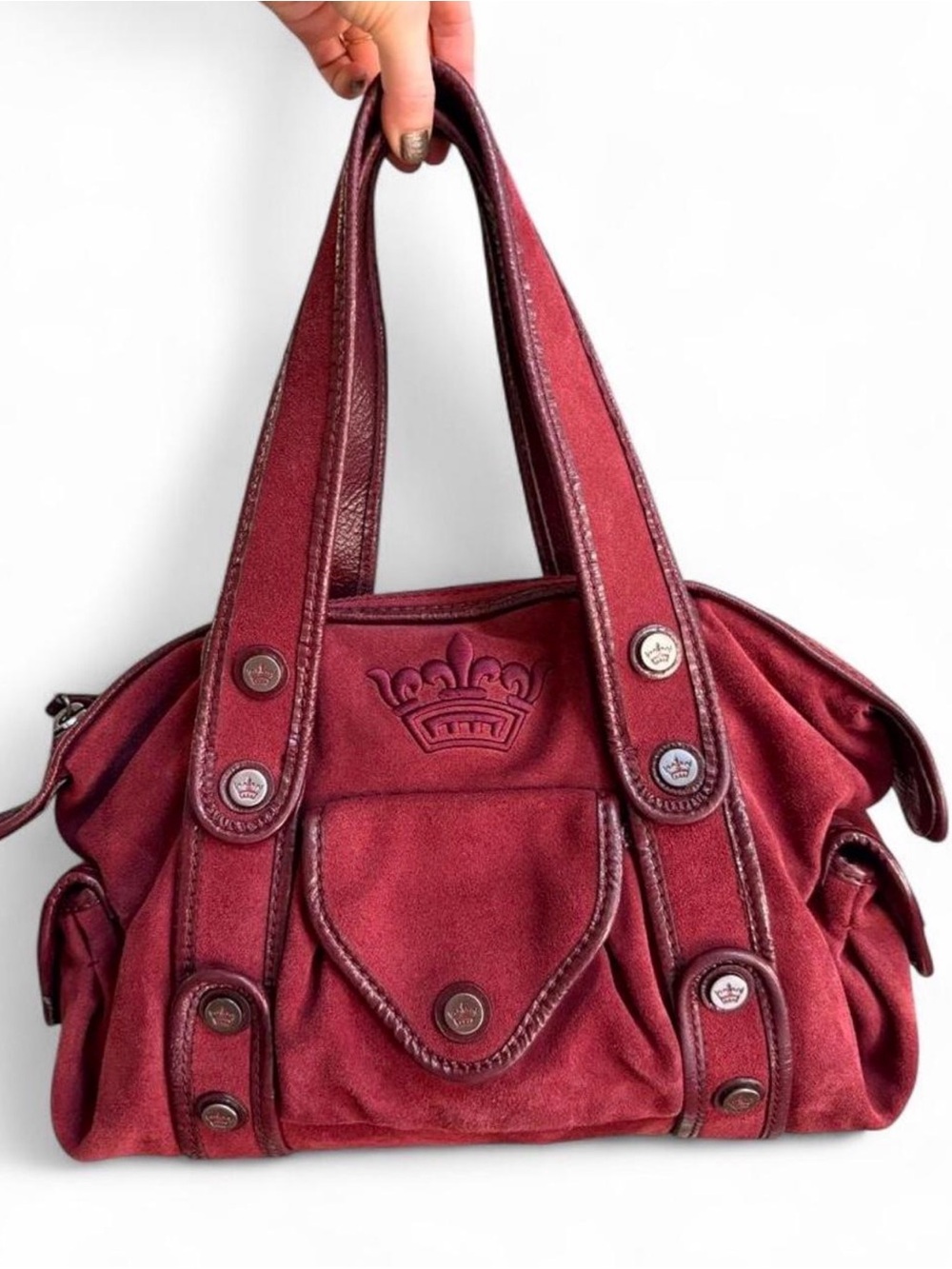 Gianni Bini Y2K Burgundy Suede Shoulder Bag